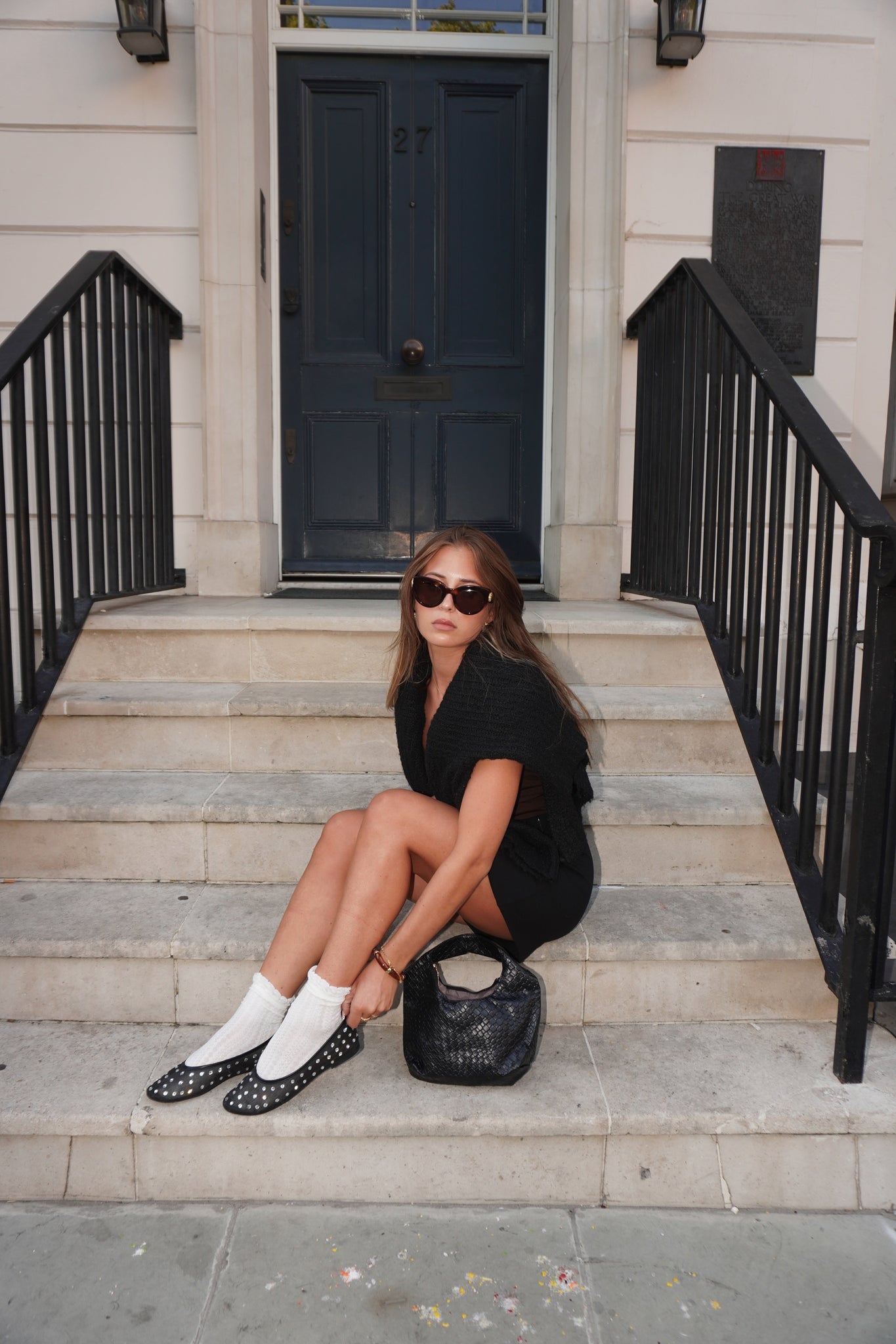 BALLERINES PLATES ELISABETH - BLACK STRASS